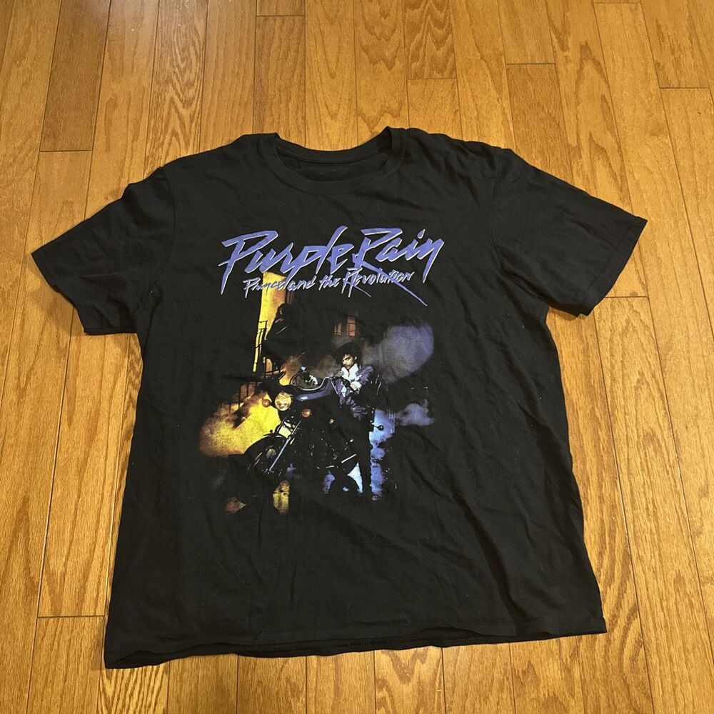 Purple Rain Graphic T‑Shirt Black Retro Band Tee Men’s Large Vintage Style